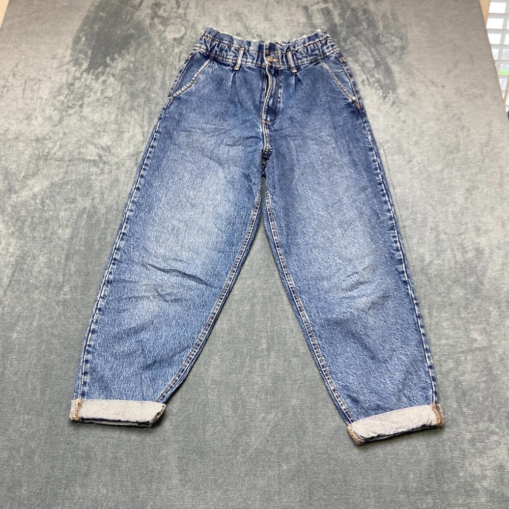 Zara Jeans Womens Small 29x23 Blue Denim Medium Wash High Rise Straight Leg